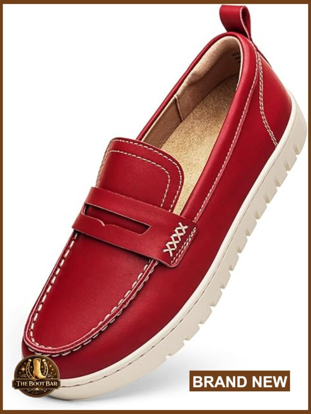 Leather Penny Loafers Slip On Flats Comfortable Walking Shoes Women's